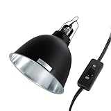 CAVACHEW Reptile Light Fixture, 8.1in Deep Dome Reptile Heat Lamp Fixture with Switch, Terrarium UVB Basking Light Fixture for Bearded Dragon Snake Chameleon Lizard, Suitable for E26 Bulbs Up to 150W