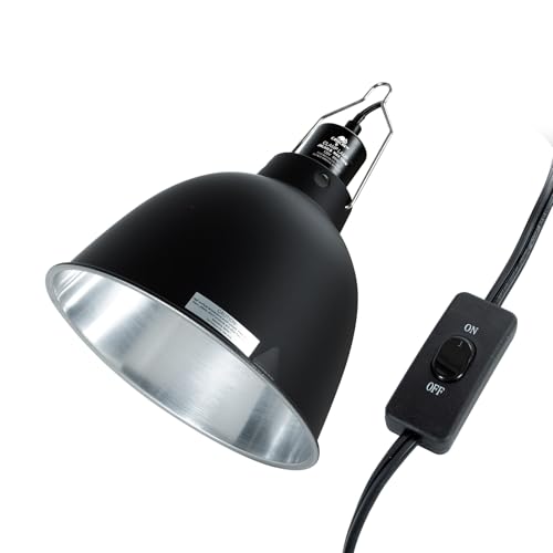 CAVACHEW Reptile Light Fixture, 8.1in Deep Dome Reptile Heat Lamp Fixture with Switch, Terrarium UVB Basking Light Fixture for Bearded Dragon Snake Chameleon Lizard, Suitable for E26 Bulbs Up to 150W