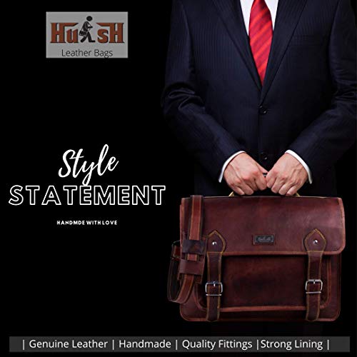 Hulsh Leather Messenger Bag For Men 18 Inches A Must Have Leather Laptop Bag For Men And Women Spacious Leather Briefcase Bag For Men Classy & Unique Leather Satchel For Men #TOP2