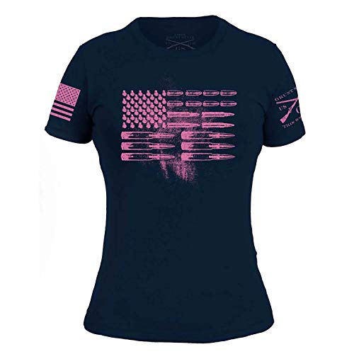 Grunt Style Ammo Flag Ladies T-Shirt (Medium, Navy/Pink)