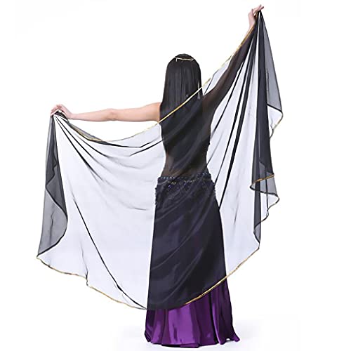 Colcolo Cachecol de cintura para dança do ventre com lantejoulas, acessórios de dança, Preto, M