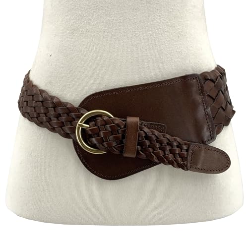 Women's High Low Waist Hand Made Concho Belt Braided Woven Solid Soft Vintage Full Grain Taper Leather Belt2