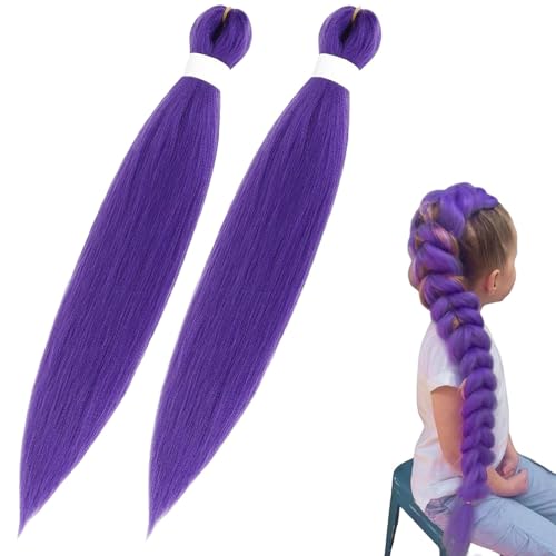 Lila Haare Zum Einflechten 26in Lang für Die Bühnen-Halloween-Party Karneval Deko(2PC)