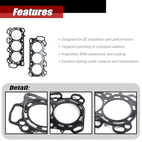 Image of AUCERAMIC 12251R9PA01 Engine Cylinder Head Gasket Fit for Honda Pilot Ridgeline Odyssey Passport 2016-2022, for Acura Mdx RLX TLX 2014-2022 3.5L V6 Gas SOHC #J35Y5 J35Y6