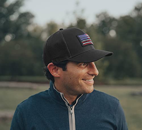 Image of American Flag Hat, Baseball Cap for Men Women, Adjustable Snapback Hats USA Flag Trucker Hat Black
