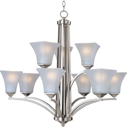 Maxim Aurora-Nine Light 2-Tier Chandelier in Contemporary style-31.5 Inches Wide by 30 inches high-Satin Nickel Finish -Tra