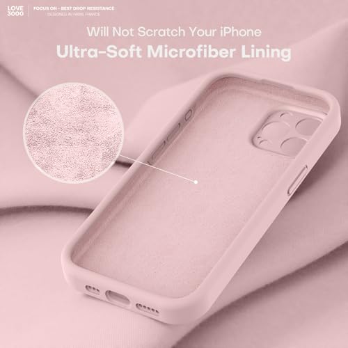 Image of LOVE 3000 Designed for iPhone 15 Pro Max Case, Premium Silicone with [Soft Anti-Scratch Microfiber Lining] Shockproof Protective Phone Case for Men Women Girls 6.7 inch, Chalk Pink
