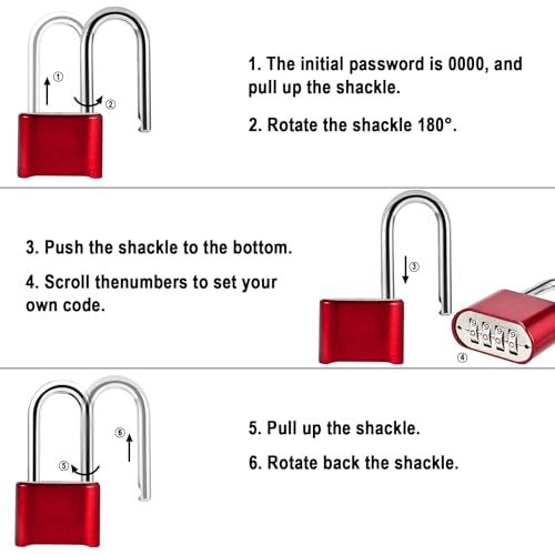 Image of Faburo Combination Lock, 4-Digit Heavy Duty Combo Lock, Combination Padlock Outdoor Waterproof Gate Locks for Outdoor Fence, Locker, Sheds, Gym, Gate Hasps (2pcs-Long-Red)