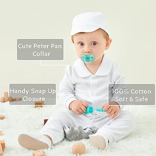 Image of pureborn Baby Boys Girls Jumpsuit Infant Unisex Long Sleeve Cotton One-Piece Coverall Spring Fall Outfit 0-24 Months