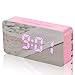 HOOBBI Digital-Wecker mit großen LED-Temperatur-Anzeige USB-Ladeanschluss 3 Stufen einstellbar Helligkeit Dimmer Snooze beweglicher Spiegel-Alarm mit Alarm (Color : Rosa)