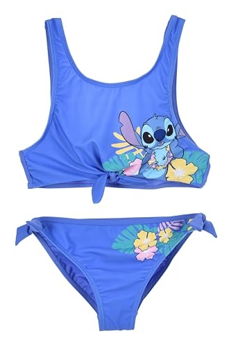 Disney Stitch Bikini para Niña, Bañador de Dos Piezas, Natación Infantil y Adolescenter, Talla 16 Años | Azul