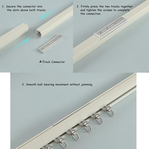 TY 1.5M Sliding Ceiling Track System - Easy Install Room Divider for Living Room & Bedroom - Durable Rails in Champagne Color for Enhanced Privacy & Open Space Solutions