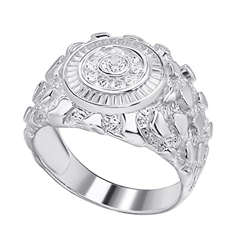 Men's 0.5ct Moissanite Ring - Real Solid 925 Sterling Silver Cluster Nugget Ring - Iced Hip Hop Nugget Men's Ring Sizes 6-13 - Real Moissanite Stones