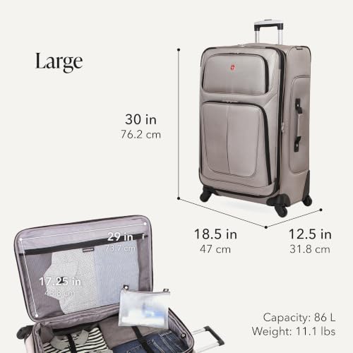 Image of SwissGear Sion Softside Expandable Roller Luggage, Pewter, 3-Piece Set (21 /25 /29)