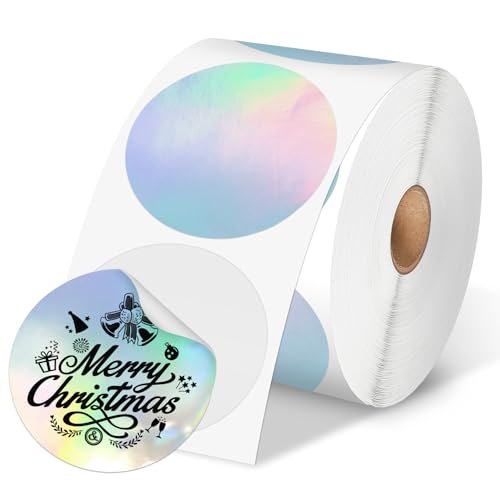 Image of Phomemo 2 inch Circle Thermal Label, Self-Adhesive Round Direct Sticker Labels, Circular Thermal Printer Label for Logo Design, Name Tag, Thanks Card, Address, QR Code, 400 Pcs of Labels /Roll, Laser Color