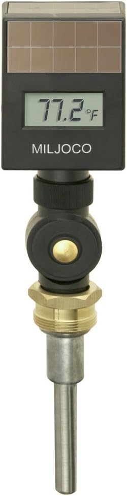 CDX93585 Digital Industrial Thermometer, Solar Powered Display, 18 UNF Connection, 3-1/2" Stem, -50 to 150 Degrees C, -58 to 302 Degrees F, Accuracy of + or - 1 Degree C or F, or 1% of Reading