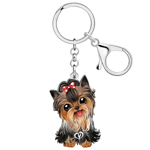Acrylic Cute Brown Yorkshire Terrier Dog Keychain Coffee Cup Pupp...