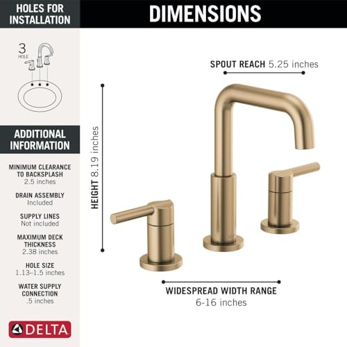 Delta 35849LF-CZ Faucet Nicoli Widespread Bathroom Faucet 3 Hole thumb #4