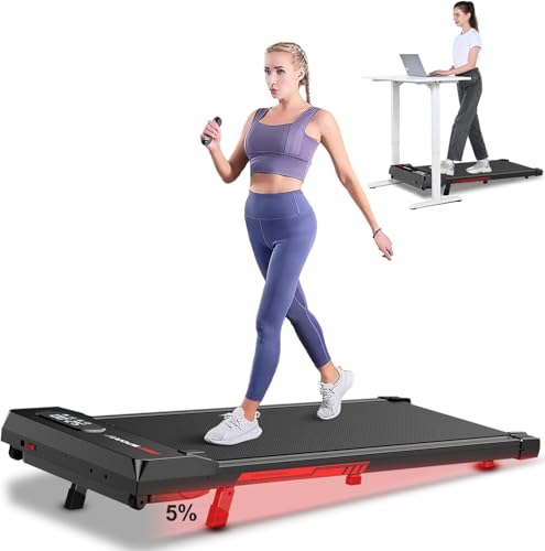 HomeFitnessCode Walking Pad Laufpad mit Neigung - Laufband für Zuhause Steigung Walkpad Gehband Untertisch Elektrisch 1-8 KMH Lauf Band Treadmill, Schwarz