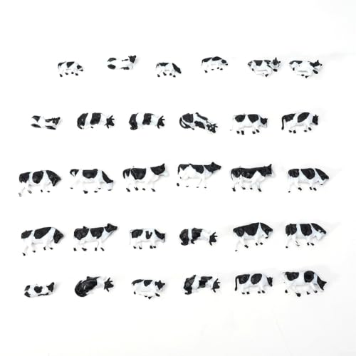 Image of Model Railway Cows 30Pcs 1:87 HO Scale Painted Farm Animals Plastic Figurines for Train Landscape Diorama Scenery Decor 3cm