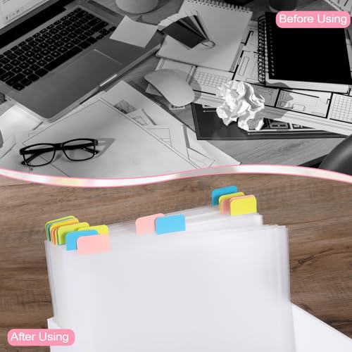 Image of 60 Pack 6x6 Inch Paper Storage Organizer Clear Plastic Sleeves with 120 Pcs Sticky Index Tabs Storage Folder Holder without Closure for Photos Scrapbooking Cardstock Origami Cookie Stencil Vinyl Paper