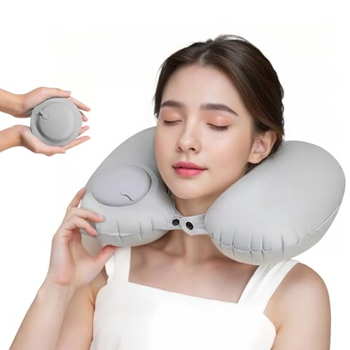 快眠革命Airy ネックピロー 旅行用 首枕 コンパクト&軽量 携帯枕|飛行機 車 新幹線 出張 トラベルグッズ フィット感調整可能 収納ポーチ付き (グレー)