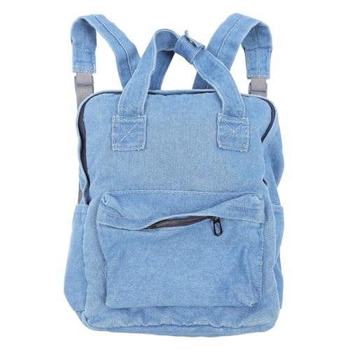 Mochila de mezclilla azul ideal para tardes de compras y paseos sociales