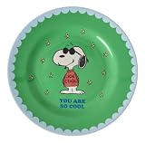 Rice Teller rund aus Melamin BPA-frei mit Snoopy Print in Grün Ø 20 cm - Frühstücksteller & Kuchenteller für Camping, Picknick & Alltag