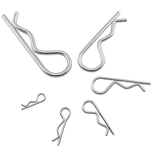 150 Stück Hitch Pin Clips R-Typ Splint, jede Box enthält 6 verschiedene Größen, transparente Kunststoff-Box Verpackung Haarklammer Fastener Pin Assortment Kit für Schlepper Leicht-LKW Rasenmäher