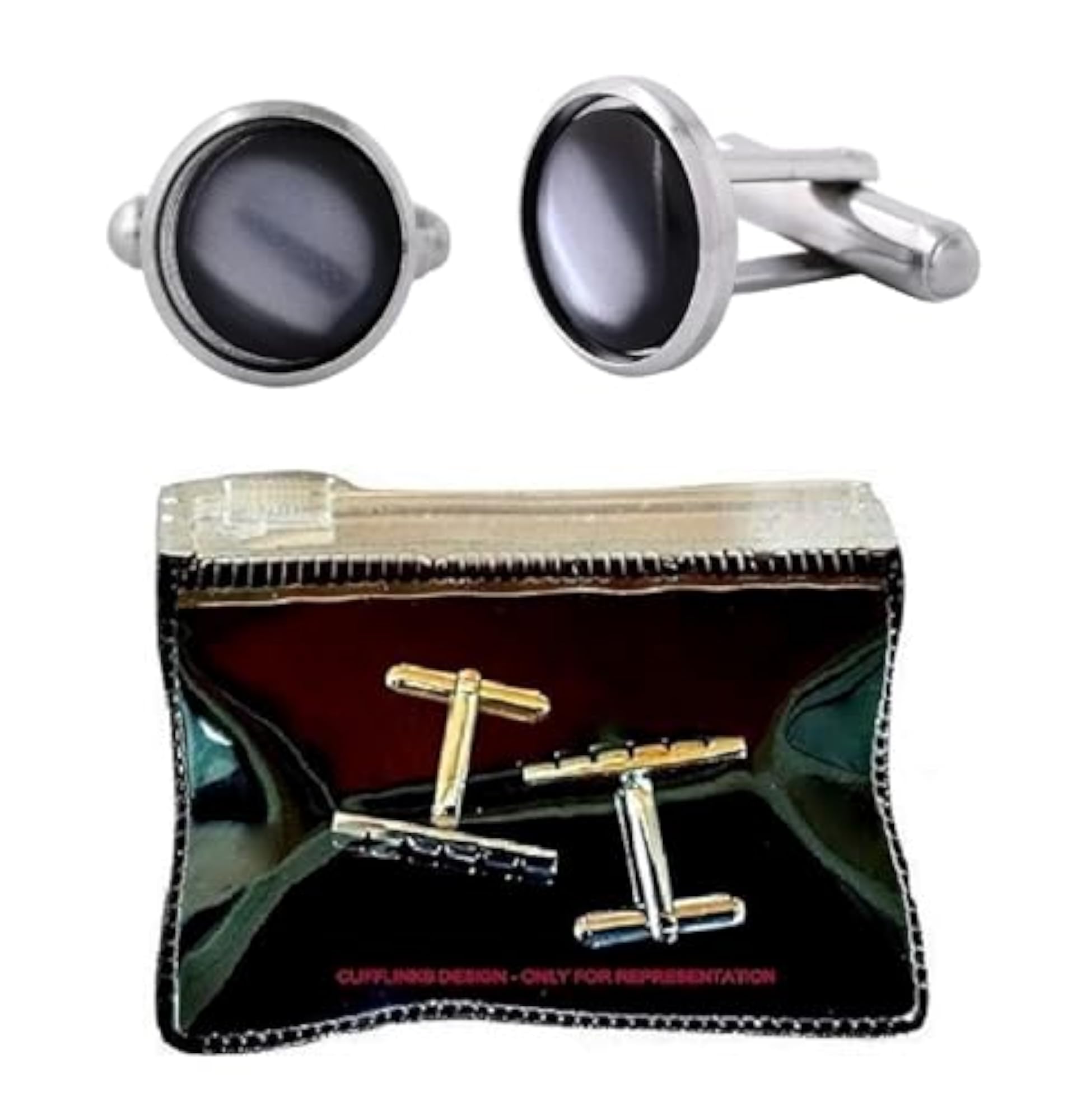 Men's Grey Brass Cufflinks, Stylish Formal Accessory