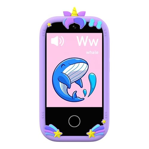 GOWENIC タッチスクリーン付きのキッズスマートフォン、MP3/MP4プレーヤーを備えた2.8インチのタッチスクリーン幼児携帯電話、30W Pカメラ、18の教育ゲーム、32GBメモリ、240*320画面解像度 (紫)