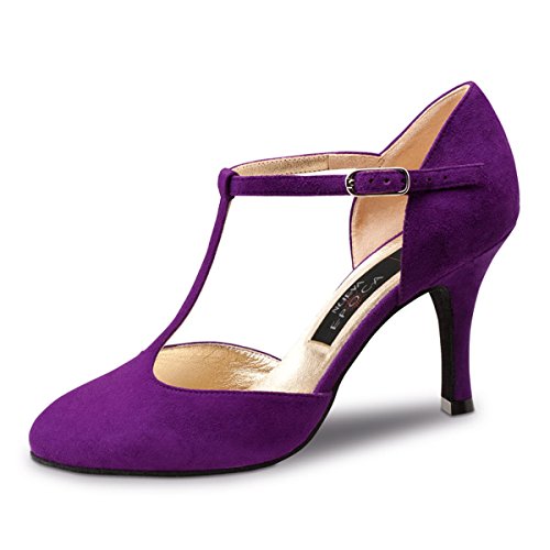 Chaussures de danse salsa Corazon en daim violet pour rayonner lors de vos soirées latino