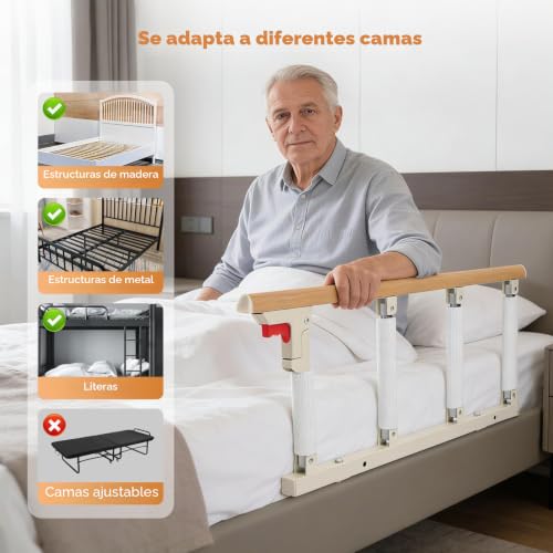 Barreras de cama para adultos con agarre de protección para evitar caídas 7