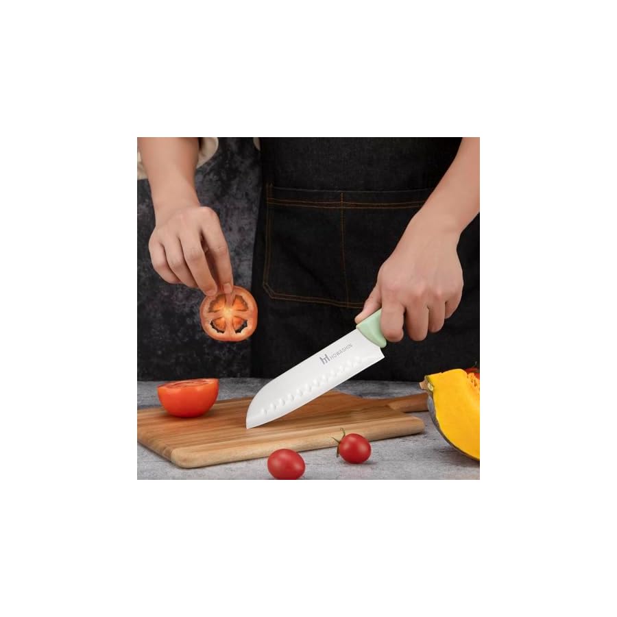 Knife Set With Block,Howashin14 Pieces Kitchen Knives Set With Block,High Carbon German Stainless Steel Knife Set With Sharpener Rod,Scissor and Peeler as A Gift,Green Knife Block Set