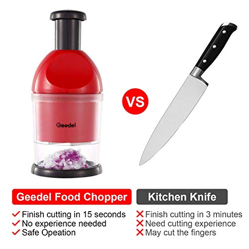 Geedel Food Chopper, Easy To Clean Manual Hand Vegetable Chopper Dicer, Dishwasher Safe Slap Onion Chopper For Veggies Onions Garlic Nuts Salads #TOP4