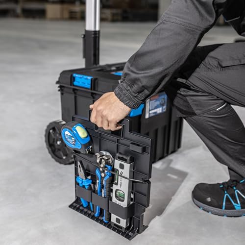 Högert Technik - Skrzynka narzędziowa na kółkach, nośność do 50 kg, praktyczna i pojemna, odporna na uszkodzenia, pyłoszczelna, wytrzymałe zapięcia ABS, modułowa konstrukcja - HT7G501