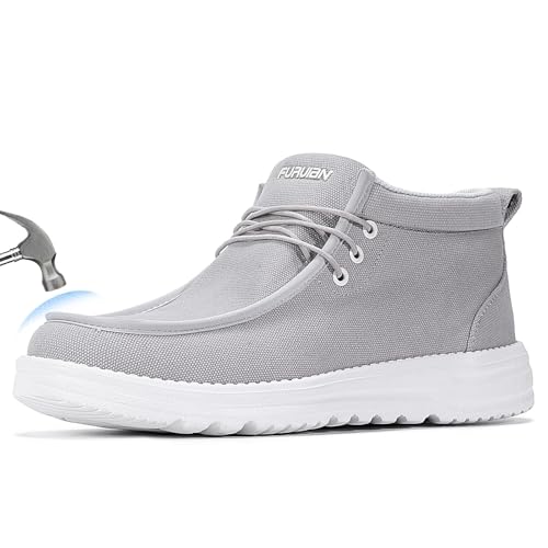 Mocasines para hombre con puntera de acero en color gris claro