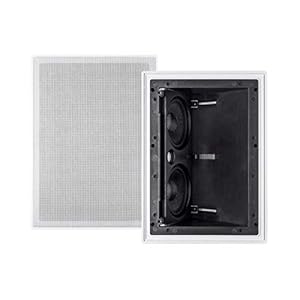 Monoprice 2-way Carbon Fiber In-Wall Surround Speaker – Dual 5.25 Inch (Single) Vari-Angled With Paintable Grille – Alpha Series Black
