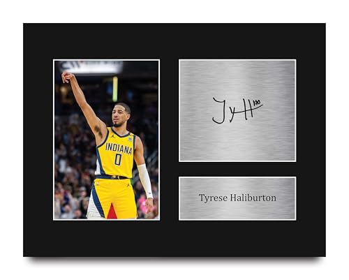 HWC Trading Tyrese Haliburton Indiana Pacers Gifts Printed Signed Autograph Picture for Basketball Memorabilia Fans - US Letter