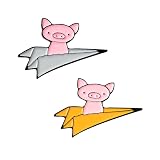 VQHIEP Paper Plane Enamel Pins Custom Flying Pigs Brooch Lapel Pin Shirt Bag Badge Funny Cute Animal