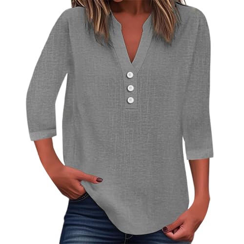 Haut pour femme col en V à boutons et manches 3/4 idéal pour vos sorties en terrasse