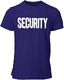 NYC FACTORY Men's Security T-Shirt Screen-Printed Front & Back (Navy - White, Small)