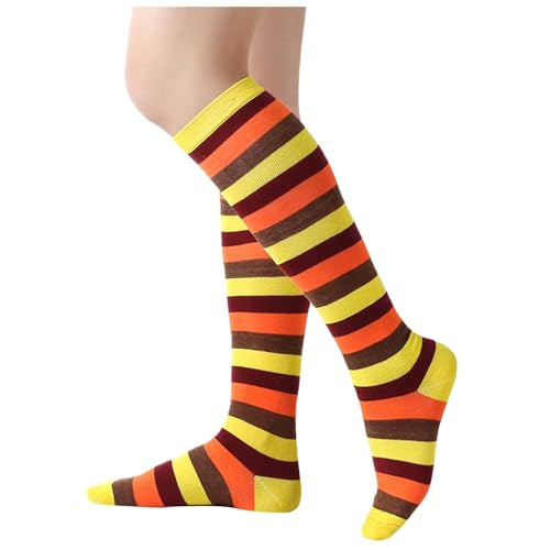Generic - Chaussettes Hautes Montantes à Rayures Femme Chaussettes de Genoux Filles Longues Cuisse Dessus du Genou Jambières pour Femmes Pieds Taille unique