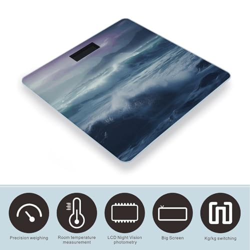 Báscula digital de baño Ocean Waves 26x26 cm vidrio templado miniatura 3