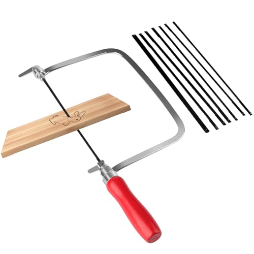 TINGTING Laubsäge Set einschließen 7 Laubsägeblätter & 1 Holzsäge | 360 Grad drehbar | Mit Holzgriff | Präzise Schnitte für Holz und Metall | Feinsäge für Holzarbeiten Bastelprojekte und Modellbau