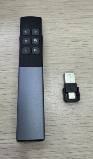 Presentador de ratón USB C con 2 en 1 USB y Type-C, mando a distancia inalámbrico PowerPoint, 2,4 G, con hipervínculo, control de volumen, pantalla completa, imagen en negro para Windows/Linux/Android