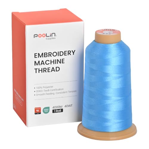 Image of Poolin Polyester Machine Embroidery Thread 4000M 40WT Light Blue 0333 | Smooth Feeding with Stable Tension for Clean, Consistent Stitching on Home and Commercial Embroidery Machines