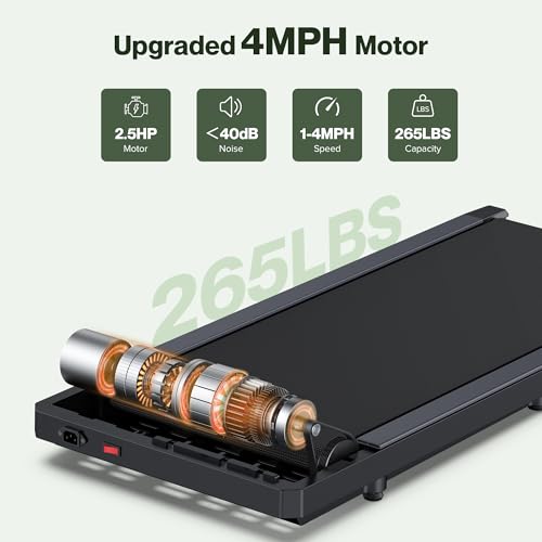 COZYINN Walking Pad Treadmill with 10% Incline, Under Desk Treadmills for Home Office, Portable Small Walking Pad with Mute Remote Control, 265 lbs Capacity, 2.5HP, Work with KINOMAP Apple Health