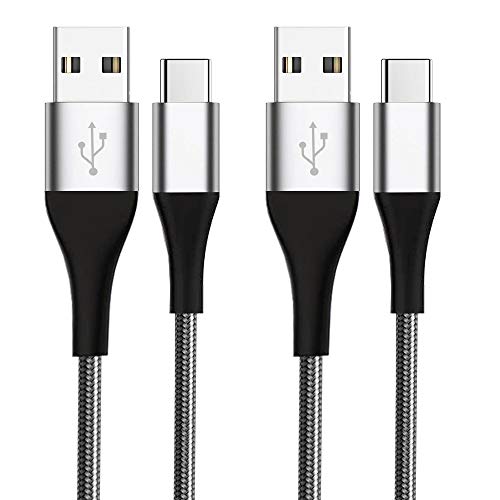 USB C Cable, Fortune 2-Pack, 6.6 ft Per Pack Nylon Braided USB A to Type C Charging Cable Fast Charge Cable for Samsung Galaxy S10 S10+ / Note 8, LG V20, Sony, Motorola and Other USB C Charger (Gray)