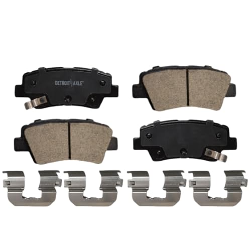 Image of Detroit Axle - Rear Brake Pads for Kia Sportage Cadenza Tucson Elantra GT Nexo, Ceramic Brake Pads with Hardware Assembly Replacement